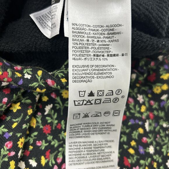 Levi's Hoodie Womens Small Black Floral Cropped Pullover Sweatshirt Red Tab - Picture 9 of 9